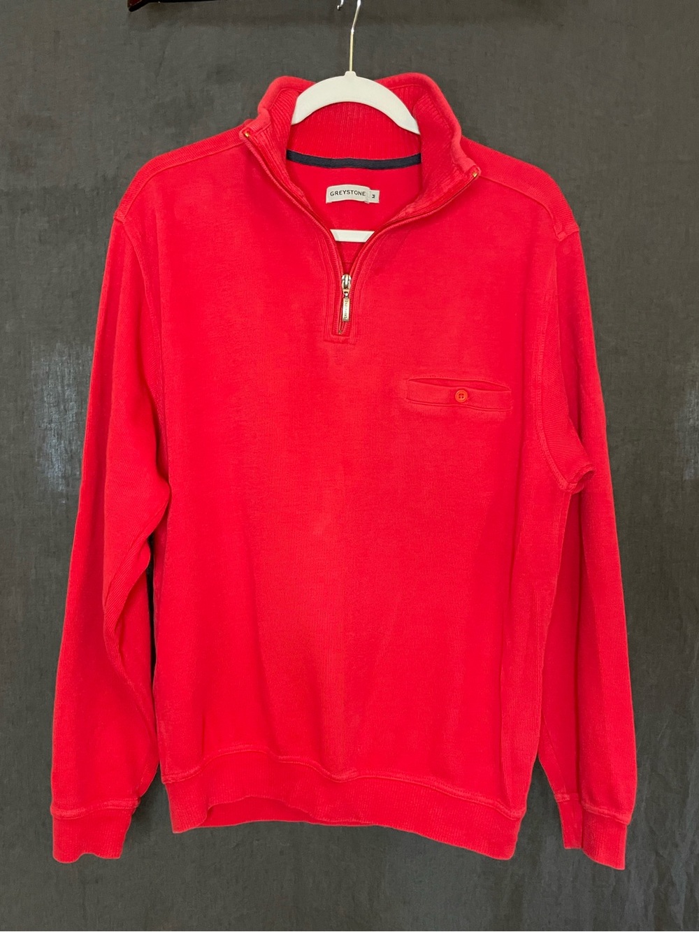 Vintage Greystone Red Quarter Zip Sweater Unisex Oversized Prep M